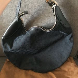 Authentic Gucci Monogram half moon hobo in Black